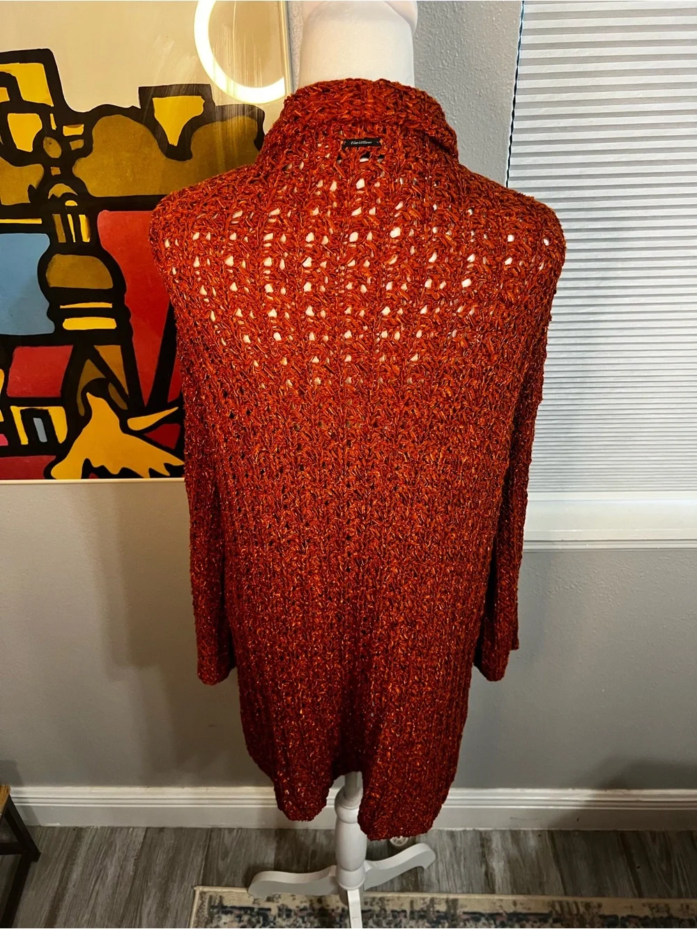 Pedro del Hierro Large Golden Orange Knit Cardigan Sweater Long Sleeve - Picture 11 of 13